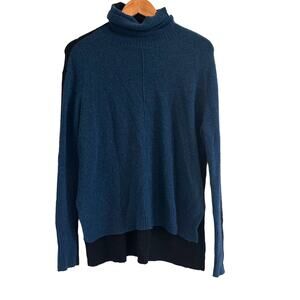 Athleta turtleneck colorblock wool sweater blue black size small